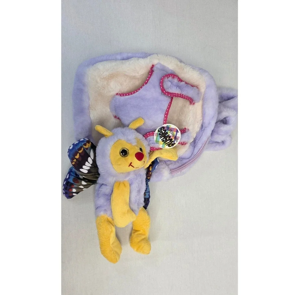 Plushies Huggable Animal Back Pack Lavender Fuzzy Butterfly Detachable Toy NWT